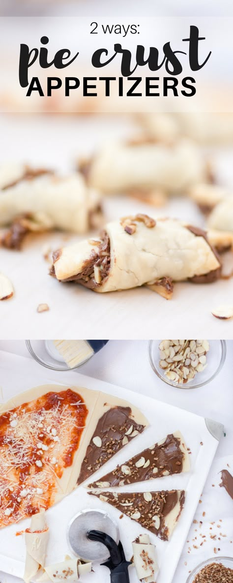 these two ideas for pie crust appetizers are super easy and great for a crowd or party! no real baking skills required - would be perfect for thanksgiving! Appetizers With Pie Crust, Pie Crust Appetizers, Pie Crust Uses, Walk In Freezer, Store Bought Pie Crust, Baking Skills, Easy Pie Crust, Refrigerated Pie Crust, Family Christmas Party