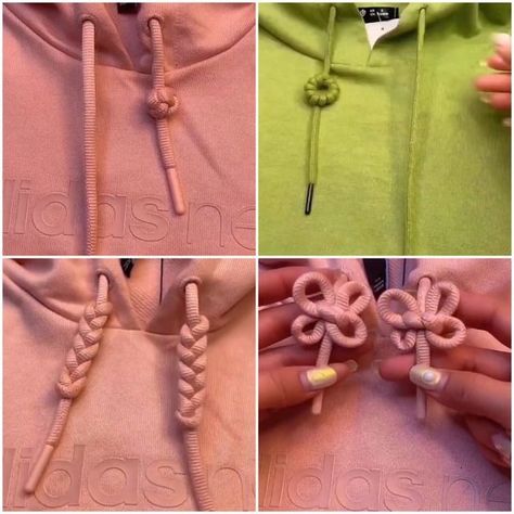 Learn how to tie sweater strings in simple steps! | sweater | Learn how to tie sweater strings in simple steps! | By Lilyon How To Tie Your Sweater Strings, Sweater String Tieing, How To Tie Sweater Strings, Shoe Laces Tying Techniques Step By Step, Hoodie Tie Knots, Different Prom Dresses, Tie Drawing, Dough Ideas, Fun Worksheets For Kids