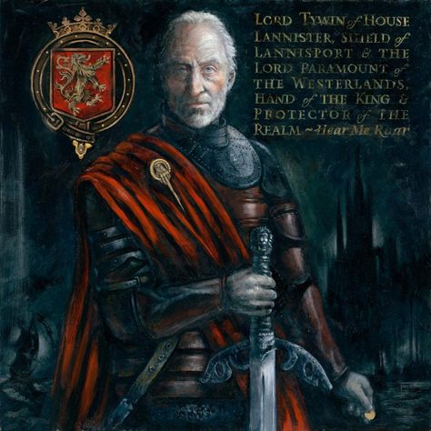 Painting completed by the Royal Art Guild of Lord Tywin, Hand of the King - Credit: Jay Johnson (Chapter Fifteen) Jay Johnson, Lannister Art, Tywin Lannister, Cersei And Jaime, House Lannister, Charles Dance, Hand Of The King, Dark Spirit, Game Of Thrones Quotes