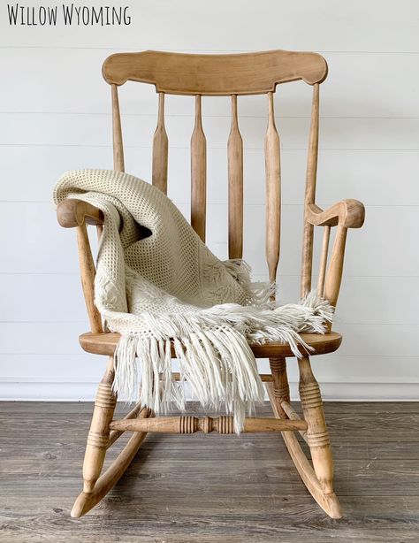 Willow Wyoming - I’ve had this rocking chair in my garage... Tallboy Dresser, Wood Rocking Chair, Boho Chair, Minimalist Vintage, Perfect Chair, Boho Minimalist, Metal Wall Sculpture, Blanket Wrap, Raw Wood