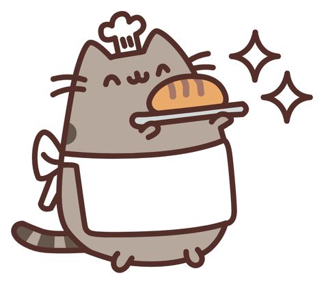 What a blessing to have a baker cat at home. Sticker with cute cat Pusheen with bread in her paws.. #cat #Pusheen #Cute #Baker Pusheen Stickers, Pusheen Cute, Chat Kawaii, Pusheen Cat, Nyan Cat, Cute Kawaii Drawings, Cute Cartoon Drawings, Dessin Adorable, Kawaii Cat