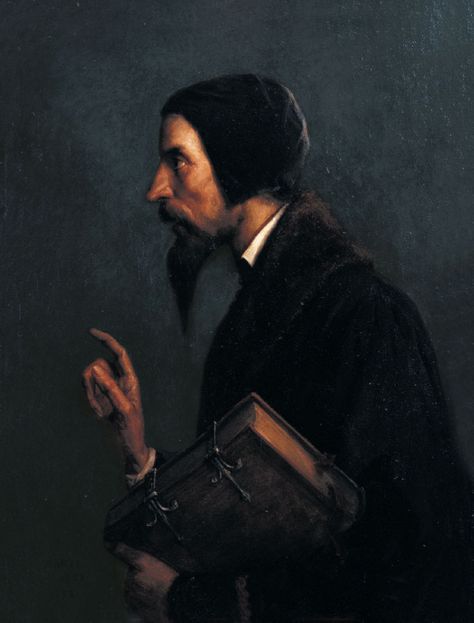 Albert Samuel Anker 1859 "John Calvin" Faith Of Our Fathers, The Full Armor Of God, The Armor Of God, Full Armor Of God, Protestant Reformation, John Calvin, Group Study, Church History, The Burning