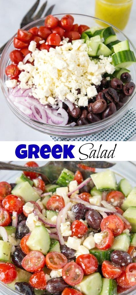 Easy Feta Salad, Cucumber Tomato Red Onion Feta Salad, Greek Cucumber Tomato Salad Feta, Feta Olive Salad, Greek Salad Feta, Feta Salad Recipes, Cucumber Tomato Feta Salad, Olive Salad Recipe, Greek Salad Ingredients