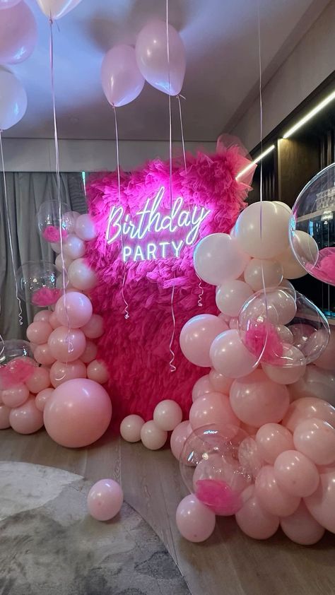 Pink Pony Club Birthday, Girls Night Decorations Party Ideas, 30 Shades Of Pink Party Ideas, Pink And Black Backdrop, Pink Party Background, 13 Shades Of Pink Party, Barbie Party Backdrop, Pink Backdrop Birthday, Backdrop Barbie