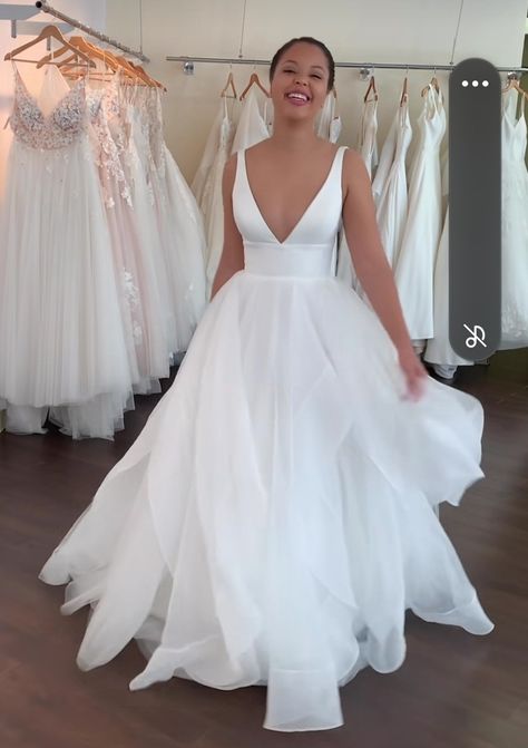 Satin Tulle Wedding Dress, A Line Handkerchief Wedding Dress, Satin Layered Wedding Dress, Satin Top Tulle Bottom Wedding Dress, Layered Bottom Wedding Dress, Dreamy Wedding Dress Tulle, Wedding Dresses Handkerchief Skirt, Satin Top Tulle Skirt Wedding Dress, Handkerchief Skirt Wedding Dress