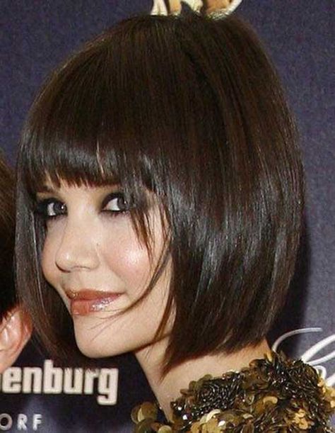 Katie Holmes Bob, Fringe Bob Haircut, Red Bob Hair, Cute Bob Hairstyles, Line Bob Haircut, Asymmetrical Bob Haircuts, Shaggy Bob, Bob Hairstyles With Bangs, Bob Haircut With Bangs