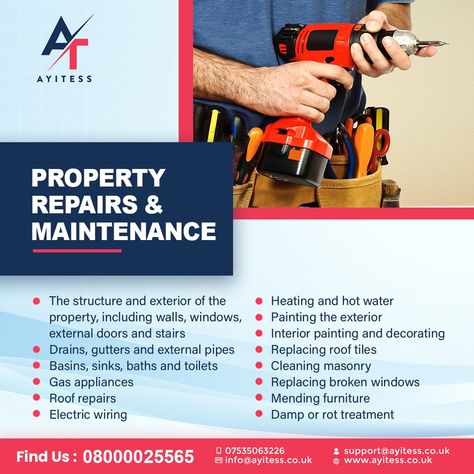 www.ayitess.co.uk Facility Management, Handyman Services, Facilities Maintenance, Roof Repair, Repair And Maintenance, Relocation, Budgeting, How To Become, Repair