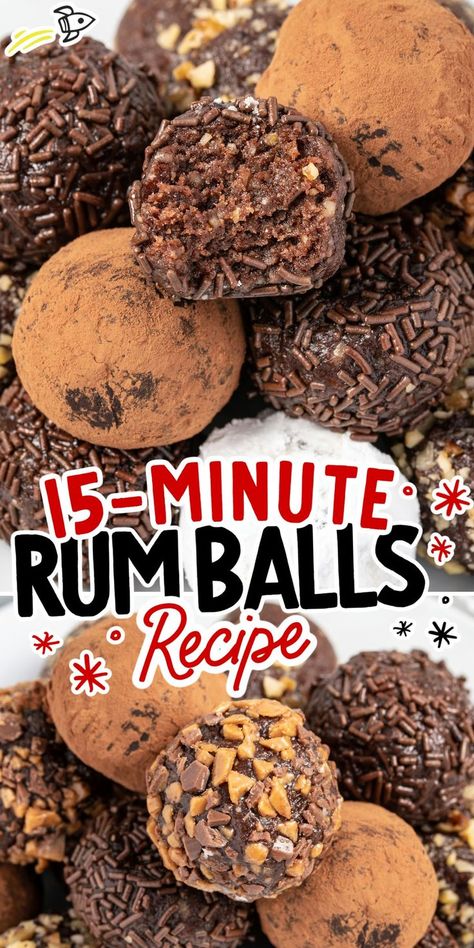 Rum Balls Rum Desserts, Rum Balls Recipe, Rum Truffles, Christmas Cookie Bars, Rum Recipes, Rum Balls, Boozy Desserts, Bite Size Desserts, Wafer Cookies