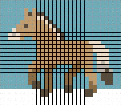 Alpha pattern #154152 | BraceletBook Simple Horse Cross Stitch Patterns, Cross Stitch Horse Pattern, Horse Pixel Art, Horse Cross Stitch Patterns, Horse Knitting Pattern, Pixel Horse, Norwegian Fjord Horse, Intarsia Knitting Charts, Bulky Yarn Patterns