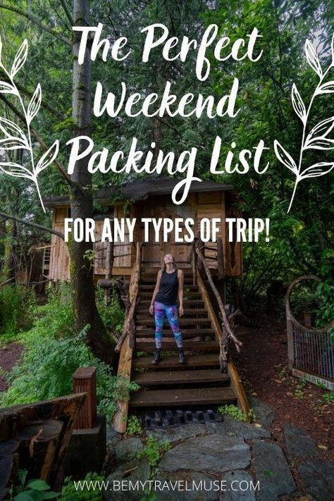 The perfect weekend packing list for any types of trips. Find out what are the essentials you need to pack for ALL trips, and unique items for certain trip types such as a beach getaway, a city weekend or an outdoor adventure to ensure an amazing weekend holiday #WeekendPackingList Weekend Vacation Packing List, Weekend Trip Packing List Summer, Fall Weekend Packing List, 3 Day Weekend Packing List, What To Pack For Weekend Trip, Fall Weekend Packing, Long Weekend Packing List, Weekend Getaway Packing List, Long Weekend Packing