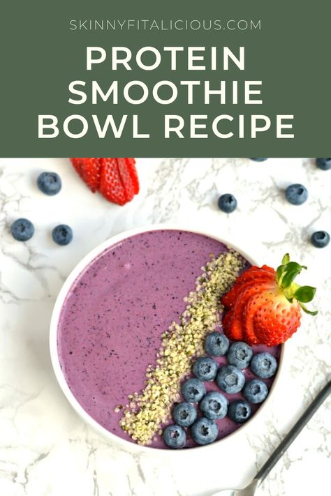 Protein Smoothie Bowl Recipe is healthy, gluten free and lower calorie! Low Cal Protein, High Protein Smoothie Bowl, Protein Smoothie Bowl Recipe, Low Cal High Protein, Protein Smoothie Bowl, High Protein Smoothies, Protein Bowls, Healthy Low Calorie Meals, Workout Recovery