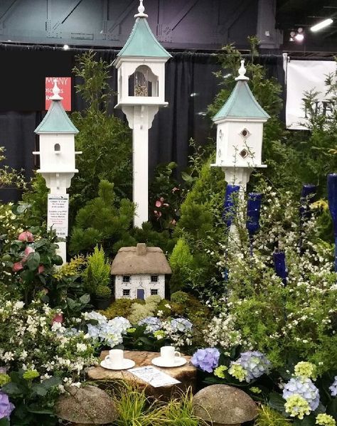 Copper/Vinyl Birdhouses & Feeders~ Inspiration for spring gardens and outdoor spaces. Atlanta Home & Garden Show 2016 Backyard Garden Diy, Garden Birdhouses, Bird House Plans, Garden Display, Bird House Kits, Copper Roof, Garden Show, Garden Layout, Garden Cottage