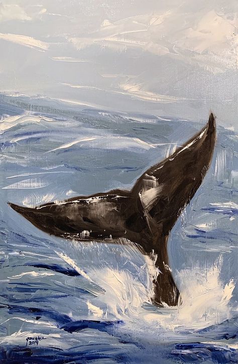 فنسنت فان جوخ, Whale Painting, Canvas For Beginners, Whale Art, Painting Canvases, Humpback Whale, Art Drawings Sketches Creative, Beginner Painting, Mini Canvas Art