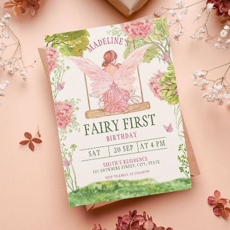 One Magical Year Birthday, First Birthday Forest, Mushroom Invitation, Fairytale Birthday Party, Fairytale Birthday, Watercolor Mushroom, Forest Watercolor, Fairy Birthday Party, 1st Birthday Invitation