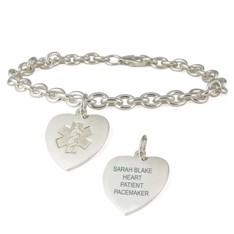 PRICES MAY VARY. Don't sacrifice style for safety - treat yourself to our pretty heart charm bracelet. Embossed medical emblem is subtle yet widely recognized by emergency personnel. Medical Alert Symbol, 2024 Manifestations, Medical Id Bracelets, Pretty Heart, Medic Alert Bracelets, Medical Bracelet, Medical Alert, Id Bracelets, 6th Birthday