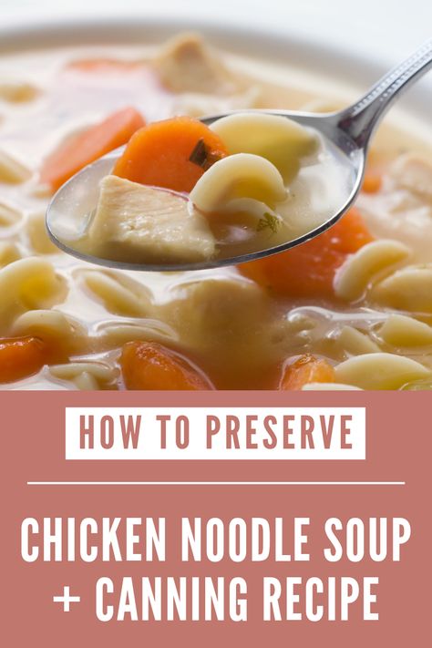 Have leftovers from your favorite chicken noodle soup recipe and aren't sure how to preserve it so it keeps longer than a few days? Let me show y ou! Beefy Soups, Canning Chicken Noodle Soup, Cheesy Soups, Autumn Soup Recipes, Freezable Soups, Soup Autumn, Soups Chicken, Chicken Noodle Soup Can, Canning Soup Recipes