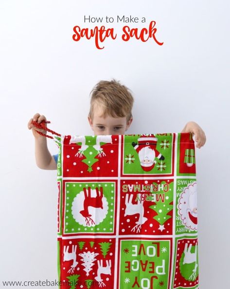 How to make a Santa Sack 7 Santa Sacks Diy, Santa Sack Pattern, Santa Sacks, Personalised Santa Sacks, Diy Santa, Christmas Sewing Projects, Santa Bags, Gift Sack, Christmas Sack