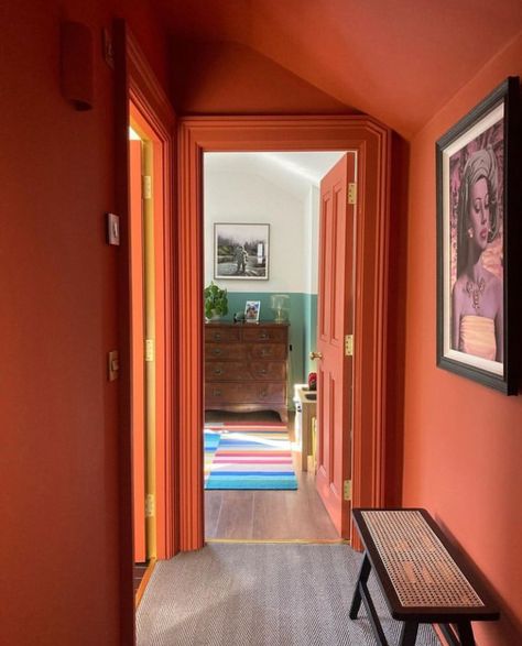 Red Skirting Boards, Stockholm Palace, Paint Doors Interior, Bedroom Loft Ideas, Richmond House, Heritage Paint, Red Paint Colors, Green Hallway, Room 2023