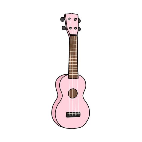 Popsicle Tattoo, Pink Ukulele, Ukulele Diy, Ukulele Stickers, Pink Heart Emoji, Pink Guitar, Guitar Drawing, Powerpuff Girls Wallpaper, Guitar Stickers