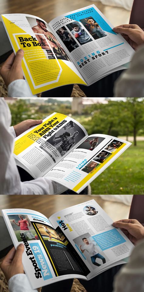 Sport Magazine Layout Template InDesign - 36 custom pages Sport Editorial Design, Fitness Magazine Layout, Sport Magazine Layout Design, Sport Magazine Layout, Sports Magazine Layout, Sports Yearbook, Sports Magazine Design, Magazine Cover Page, Layout Magazine