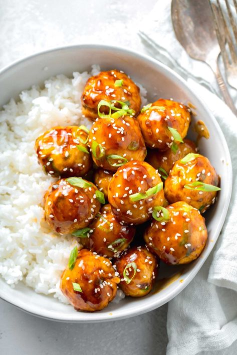 Teriyaki Turkey Meatballs, Teriyaki Meatballs Recipe, Meatballs Sauce Recipe, Asian Chicken Meatballs, Teriyaki Chicken Meatballs, Teriyaki Chicken Crock Pot, Teriyaki Meatballs, Easy Teriyaki Chicken, Eat More Chicken