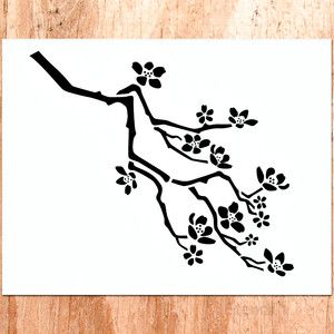 Cherry blossom stencil...  Maybe a new tattoo? Cherry Blossom Stencil, Crow Tattoo Design, Wall Art Diy Paint, Tree Stencil, Vine Tattoos, Flower Silhouette, Japanese Nail Art, Cherry Blossom Tattoo, Blossom Tattoo