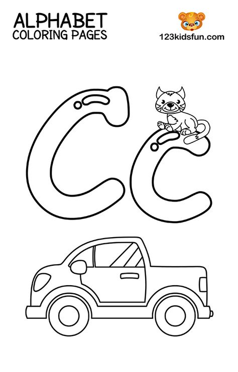 FREE Printable Alphabet Coloring Pages - C is for Car. If you are a parent who wants your child to learn the alphabet, you can take a look at these worksheets. These Free Printable Alphabet Coloring Pages for kids have specifically been designed to provide a true learning experience. Hence, any parent who goes ahead with homeschooling will be able to take a look at it. They are ideal for preschool, school and kindergarten as well. #alphabet #homeschooling #coloring Coloring Worksheets For Kindergarten, Letter A Coloring Pages, Free Printable Alphabet Worksheets, Free Printable Alphabet, Printable Alphabet Worksheets, Abc Coloring Pages, Preschool Coloring Pages, Abc Coloring, Alphabet Worksheets Preschool