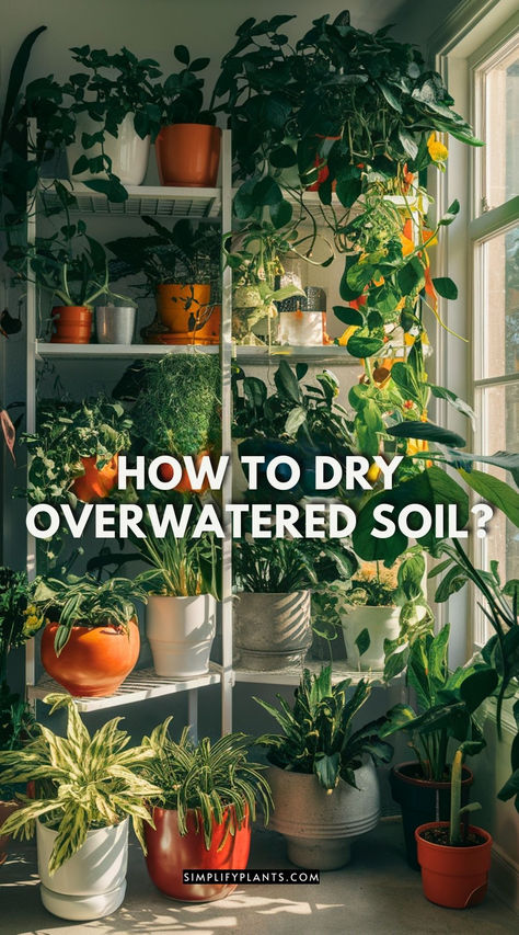 "Learn how to dry overwatered soil for your indoor houseplant with these  simple and effective tips. Avoid root rot and other issues by properly  drying out your indoor houseplant's soil." House Plant Aesthetic, Overwatering Plants, Water Plants Indoor, Christmas Tree Decorations Ribbon, Plant Display Ideas, Lucky Plant, Plant Tips, Houseplant Care, Root Rot