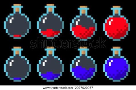 Health and Mana Regeneration Potion, pixel art, for 2d game Minecraft Wall, Image Illustration, Pixel Art, Stock Illustration, Royalty Free Stock Photos, Character Design, Stock Images, Stock Photos, Illustrations