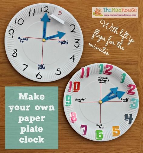 Paper Plate Clock, Paper Clock, Simple Songs, Paper Plate Crafts For Kids, Teaching Time, Clock For Kids, Math Time, Paper Plate Crafts, Plate Crafts