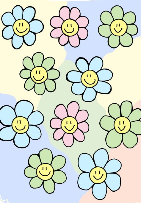 Groovy Flower Wallpaper, Classroom Wallpaper, Flower Classroom, Groovy Daisy, Kids Canvas Painting, Stay Groovy, Daisy Wallpaper, Notice Board, Kids Canvas