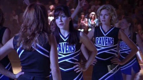 The Tree Hill Ravens black cheerleader uniforms (Seasons 3-4). #OneTreeHill Tree Hill Ravens, Cheerleader Uniforms, Black Cheerleaders, One Tree Hill Cast, Brooke Davis, Dawsons Creek, Cheerleading Outfits, Sophia Bush, Tree Hill