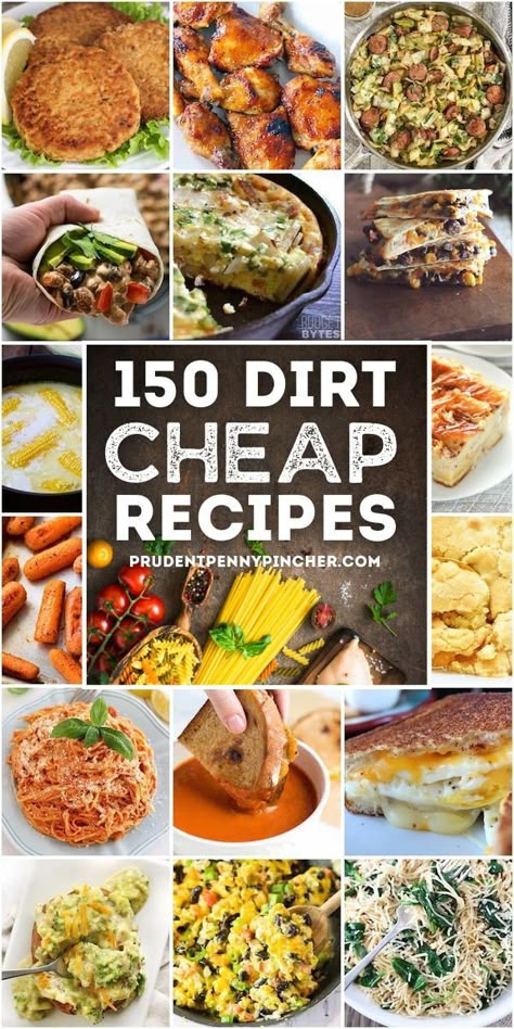 Eat well on a budget with these dirt cheap recipes. There are frugal meals for breakfast, lunch and dinner. Whether you are looking for dirt cheap meals for a large families or just for two, there are plenty of flavorful cheap dinners to choose from. These budget recipes feature inexpensive ingredients that will fill you up without breaking the bank. Broke Meals, Super Cheap Meals, Struggle Meals, Dirt Cheap Meals, Cheap Meal Plans, Meals For Breakfast, Buying Food, Frugal Meal Planning, Cheap Family Meals