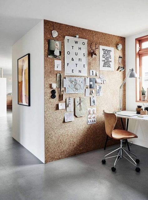 Wandgestaltung im Arbeitszimmer praktische Korkwand Koti Diy, Interior Boho, Decor Ikea, Board Wall, Futuristic Interior, Small Home Office, Children Room, Office Inspiration, Cork Board