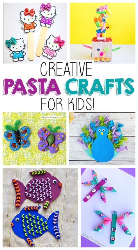 Creative Pasta Crafts For Kids | Your kids will love making these creative past crafts...and they are so much fun! Pasta Crafts For Kids, Coloring Pasta, Pasta Crafts, Arts N Crafts, Grandparents Activities, Pasta Art, Clay Crafts For Kids, Fish Crafts, Easy Arts And Crafts