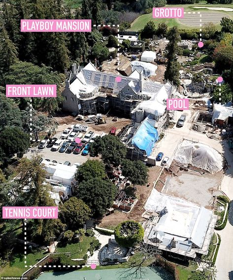 EXCL: Billionaire who bought Hugh Hefner's infamous Playboy Mansion has spent three years on a refit | Daily Mail Online Villa Mansion Exterior, 29 Rooms, Beach Dream House, Aesthetic Buildings, Celebrities Homes, Mansion Bedroom, Barbie Beach, Mansion Exterior, Barbi Benton