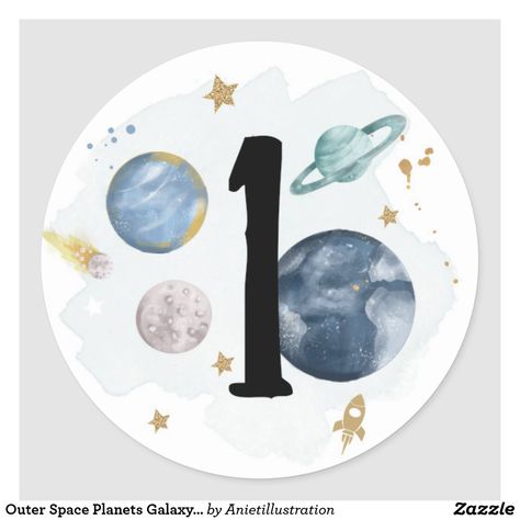 Outer Space Planets Galaxy Favor Gift Cupcake Classic Round Sticker Outer Space Planets, Astronaut Party, Boys First Birthday Party Ideas, Boys 1st Birthday Party Ideas, Shopping Gifts, Space Birthday Party, First Birthday Party Themes, Baby Shower Stickers, 1 Birthday