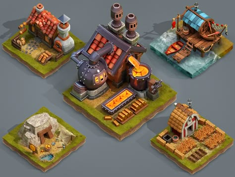 Bord Games, Cube World, Cartoon House, Cat City, Building Illustration, Casual Art, Isometric Art, Bar Games, Splash Screen