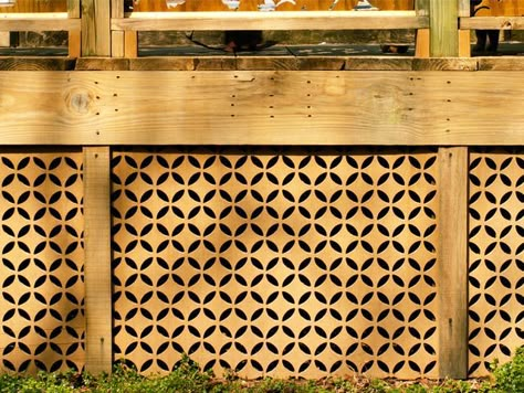 cool idea for deck skirting...i really dislike the traditional lattice work that is often used. Porch Skirting, Porch Lattice, Lattice Deck, Deck Skirting Ideas, Modern Lattice, House Skirting, Skirting Ideas, Deck Skirting, Under Deck