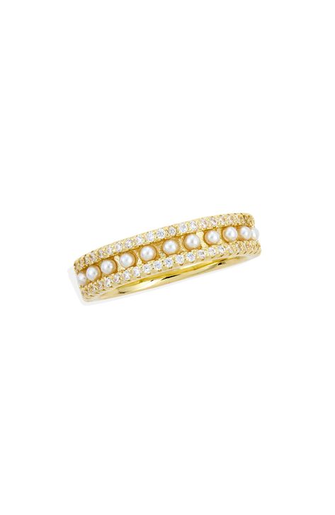 A triple-band ring is the perfect everyday accessory that goes with many different looks. Goldtone plate/cubic zirconia/glass Imported Every Jewels Rings, Cute Ring Stacks, Push Gifts, Triple Band Ring, Jewelry Wishlist, Jewels Rings, Dope Jewelry, Rings Gold, Luxury Rings