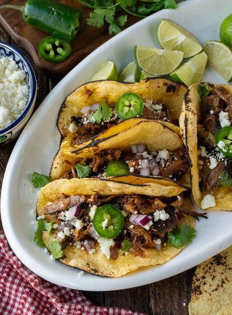 Pork Carnitas Tacos Recipe - Butter Your Biscuit Carnitas Tacos Recipe, Slow Cooker Pork Carnitas, Slow Cooker Pork Tacos, Pork Carnitas Tacos, Tostada Recipes, Pork Carnitas Slow Cooker, Carnitas Tacos, Leftover Pork, Carnitas Recipe