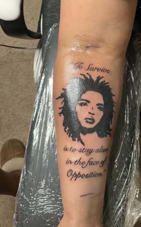 Spiritual Tattoos Meaningful Black Women, Lauryn Hill Inspired Tattoos, African American Tattoo Ideas For Women, Lauryn Hill Tattoo Ideas, Afro Centric Tattoo, Cute Tattoos With Meaning Black Women, Neo Soul Tattoo, Blm Tattoo Ideas, Black Excellence Tattoo