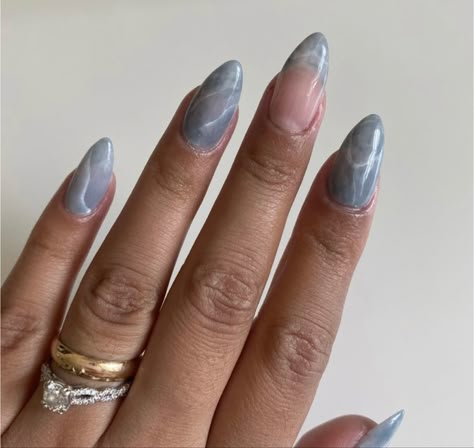 Blue Marble Nails, Shorties Nails, Grey Nail Designs, Marble Nail Designs, Nail Looks, Professional Manicure, Indigo Nails, Nail Drills, Gray Nails