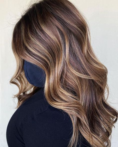 Brunette Balayage with Warm and Cool Highlights Warm Honey Brown Hair Balayage, Straight Brunette Hair With Highlights, Balayage For Dark Brown Hair Straight, Warm Brunette Balayage, Ash Brunette, Dark Brunette Balayage, Baby Highlights, Balayage Straight Hair, Balayage Straight