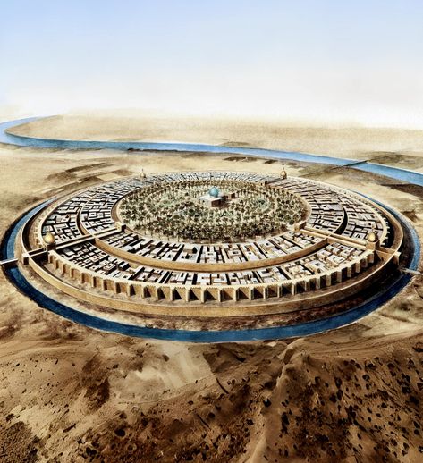 1,200 years ago, the world's largest city was Baghdad (modern-day Iraq) — 1.5 million lived there at its peak. The Round City, a masterpiece of urban planning, Ancient Baghdad, Iraq Culture, Baghdad Iraq, Art Calligraphy, Baghdad, Urban Planning, Old City, Urban Landscape, Iraq