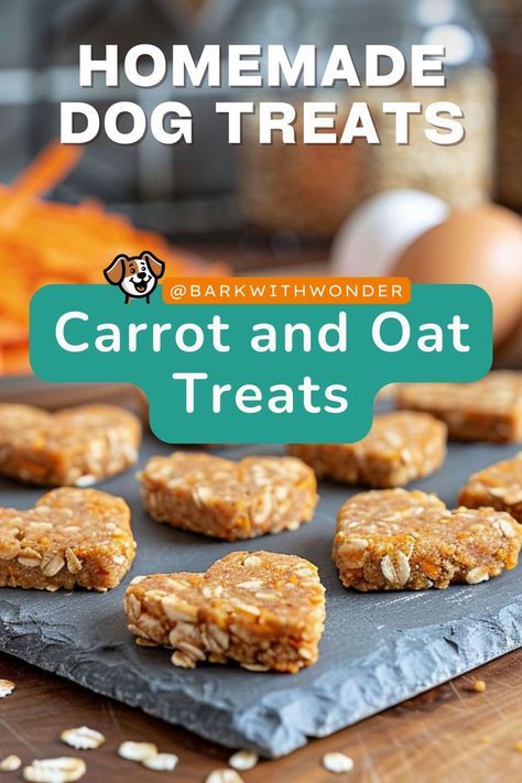 These Carrot & Oat Treats are a healthy and delicious snack for your dog! Easy to make with just a few simple ingredients. #DogTreats #HomemadeDogTreats #CarrotOatTreats Coconut Oil Dog Treats Recipes, Carrot Dog Treats Recipes, Dog Treats With Carrots, Oats Dog Treats, Apple Cinnamon Bites, Oat Treats, Healthy Tasty Snacks, Carrot Dog Treats, Banana Biscuits