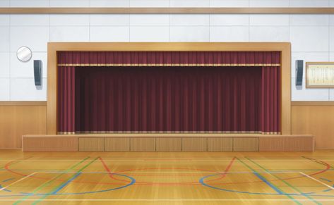 School Stage Background, Zepeto Wallpaper, School Auditorium, Anime Places, Episode Backgrounds, Stage Background, Props Art, Girl Background, Scenery Background