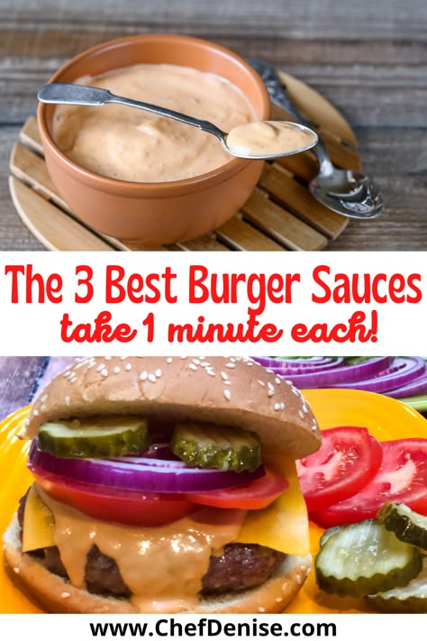 Homemade hamburger sauce Best Hamburger Sauce Recipe, Chicken Burger Sauce, Good Burger Sauce Recipe, Spicy Burger Sauce, Burger Sauces, Homemade Burger Sauce, Best Burger Sauce, Best Hamburger Recipes, Hamburger Toppings