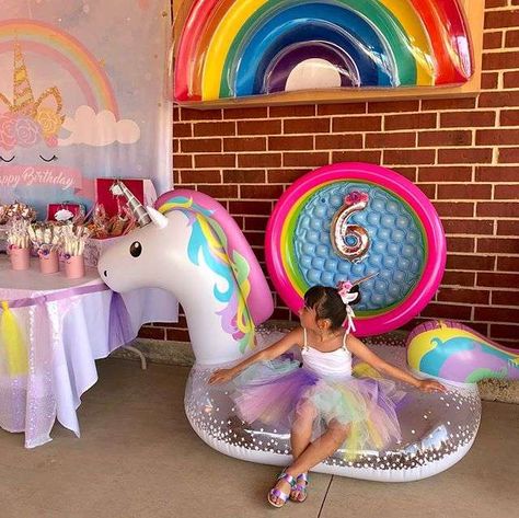 Two Magical Birthday, Birthday Pool Party Ideas, 6th Birthday Girl, Unicorn Pool Party, Unicorn Birthday Party Ideas, 6th Birthday Girls, Pool Party Ideas, Pool Party Cakes, Birthday Pool Party