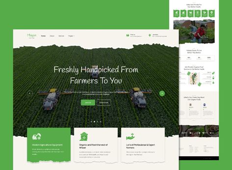 Agriculture Farming Web Design | Behance Farming Website Design, Agriculture Website Design, Farming Website, Agriculture Design, Food Web Design, Farming Technology, Consulting Website, Ui Website, Modern Agriculture